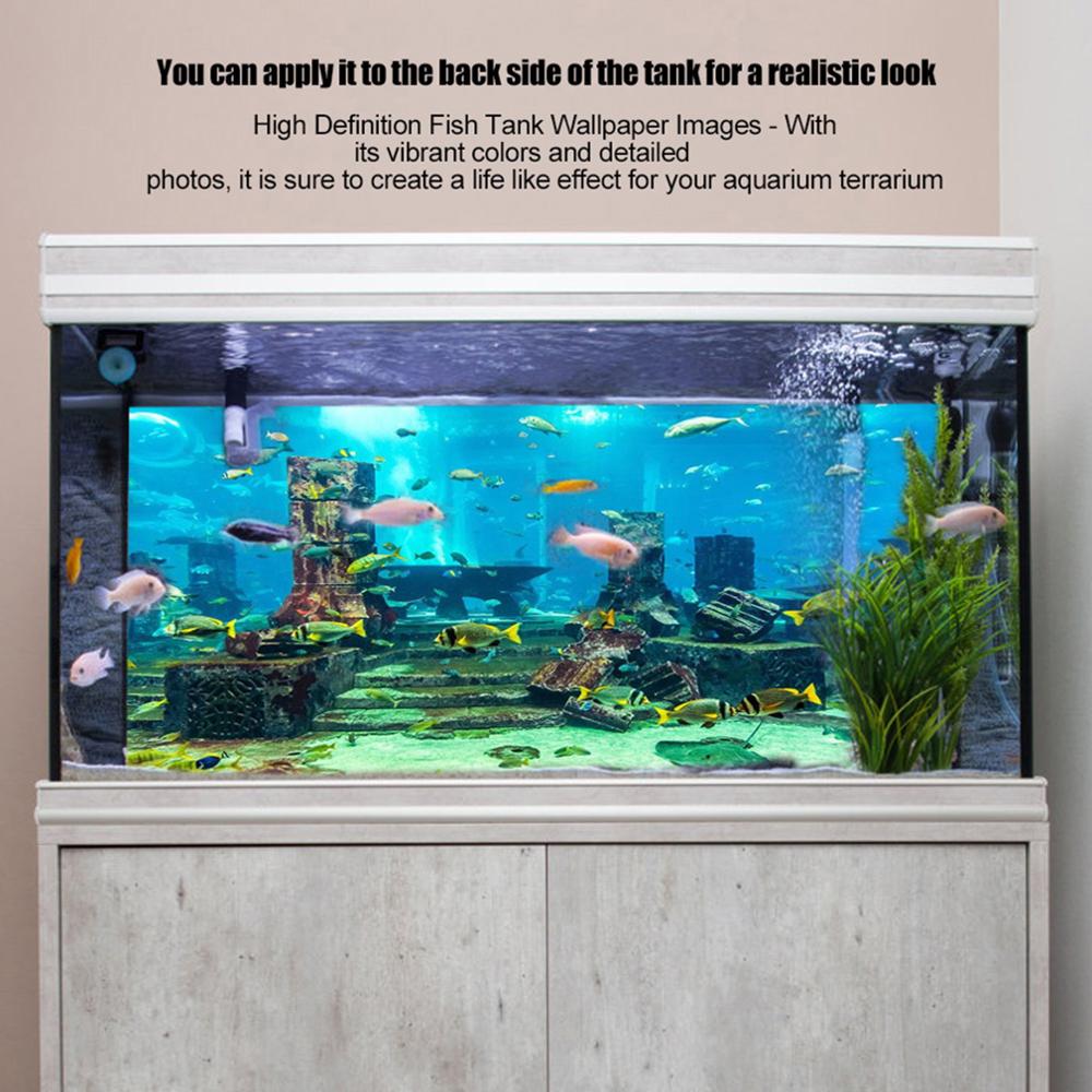 PVC Coral Aquarium Background Underwater Poster Fish Wall Decorations Sticker Blue Fresh Sea Fish Tank Background