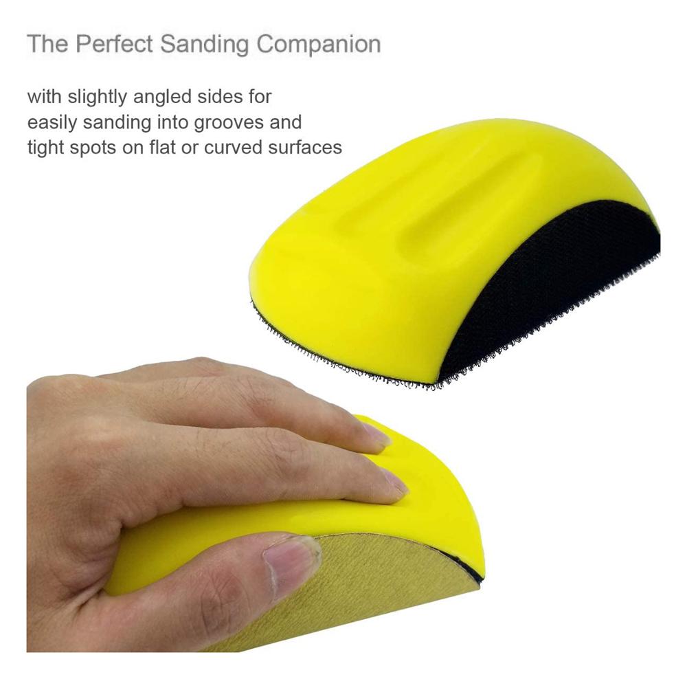 2pcs 5inch Sanding Disc Holder Hand Grinding Block Sand paper Backing Polishing Pad PU Foam + 15pcs Round Sandpaper for Wood