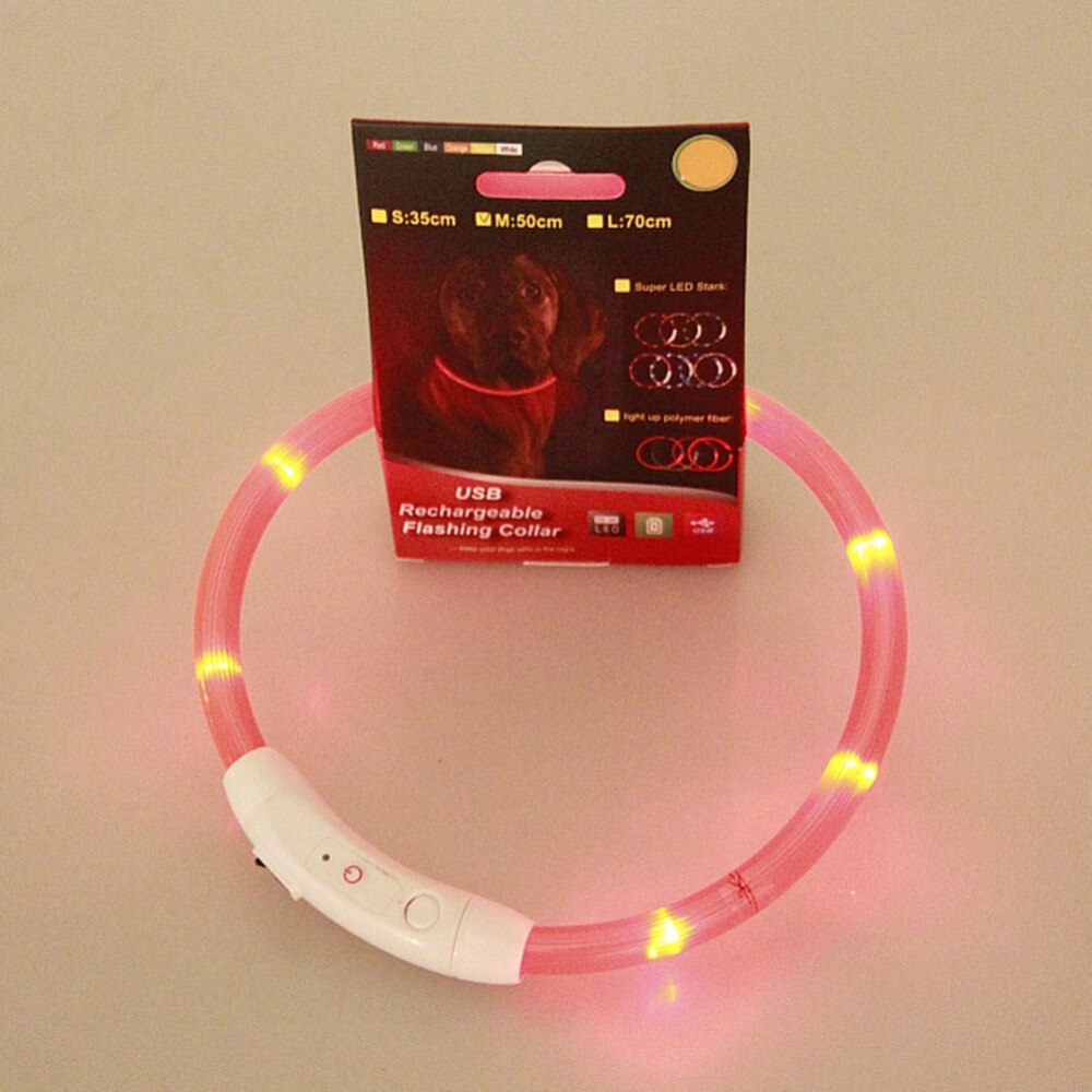 Wiederaufladbare USB LED Blinklicht Band Gürtel Sicherheit Haustier Hund Kragen AA
