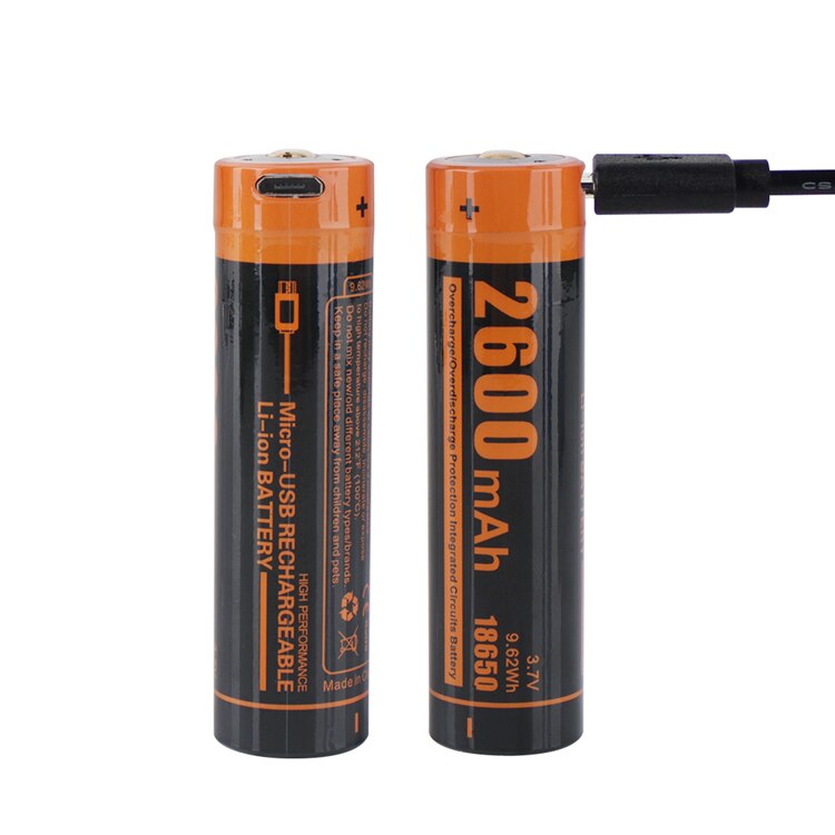 BORUiT 100% Original 18650 3.7 v 2600/2200/4000mAh Lithium Rechargeable Battery For Flashlight Headlamp Batteries: 1pcs 2600mAh