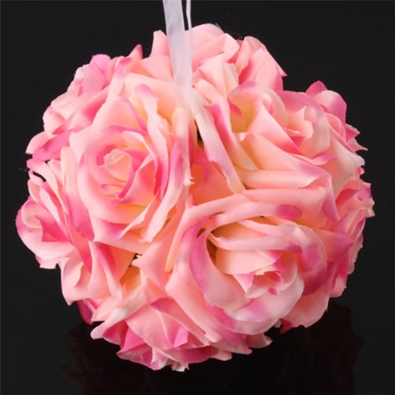 15x21cm Handmade Artificial Rose Flowers Kissing Hanging Ball DIY Bouquet Home Wedding Party Decor Flower Ball Arrangement