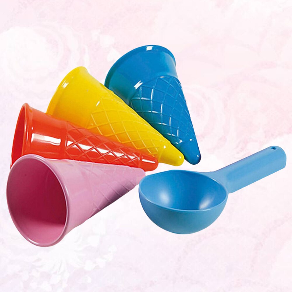 5 uds. Juguetes de playa, juguetes de parque de conos de helado de plástico adorables y portátiles para niños