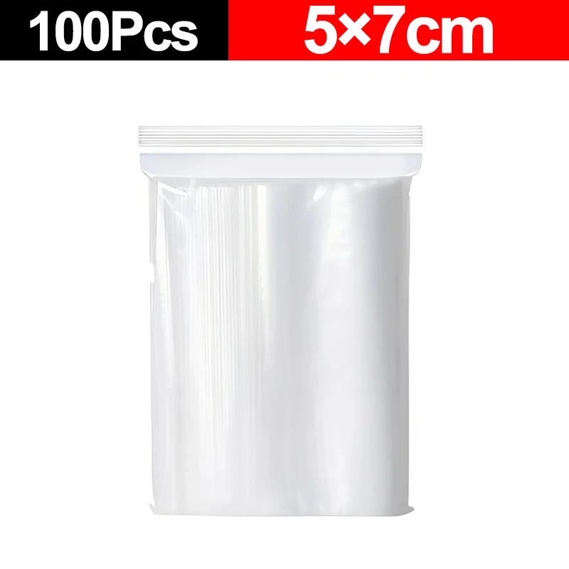 100Pcs Transparent Plastic Sealing Bag Reusable Sealed Bags Food Storage Vacuum Fresh Packing Pouch Jewelry Organizer Zip Bag: green