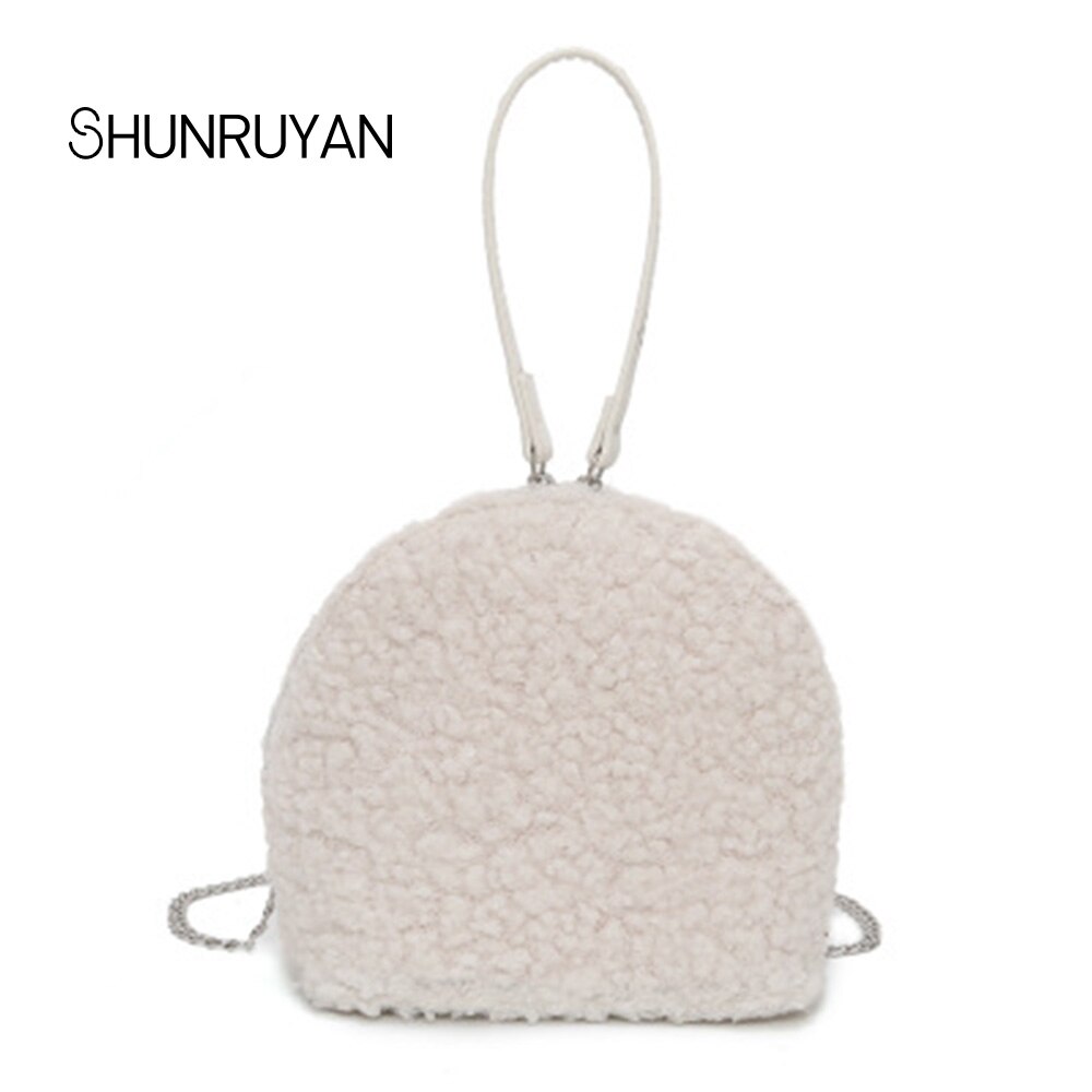Shunruyan damväska vintage filt skal handväska axelväska crossbody väska damväska klänning: Elfenben