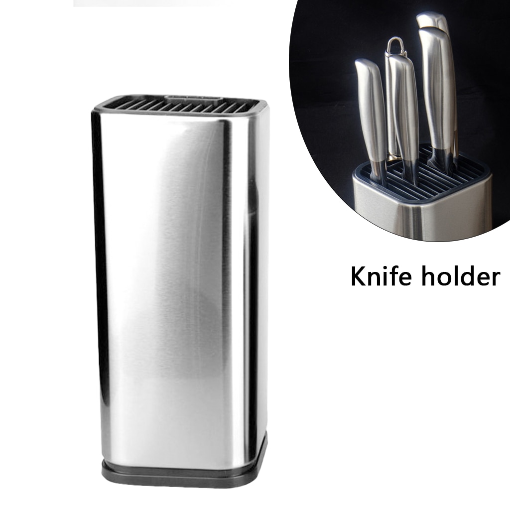 2pcs Stainless Steel Kitchen Knife Holder + Kitchen Utensil Holder Set Knife Stand Organizer Block Sooktops Tube Shelf Container