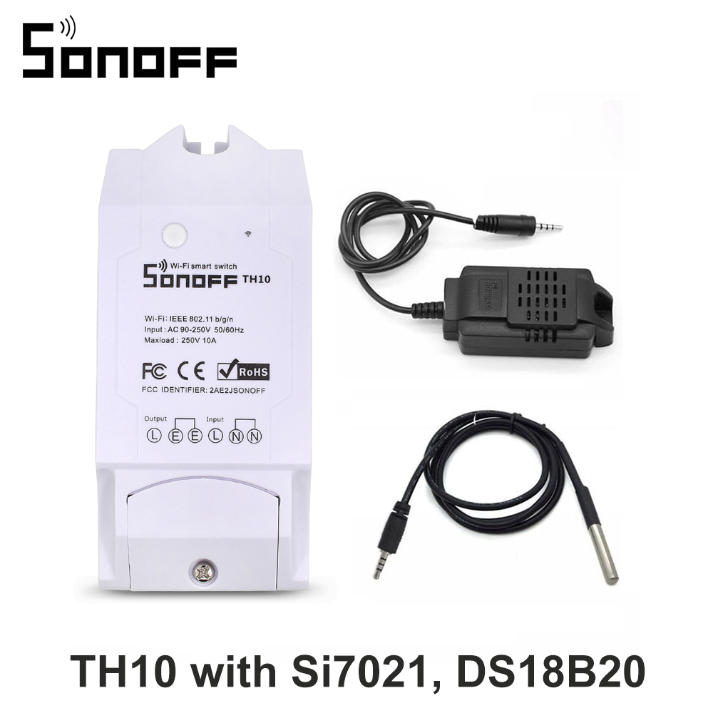 Sonoff TH10 Wifi Smart Draadloze Schakelaar Ondersteuning Temperatuur En Vochtigheid Monitoring Via Si7021 AM2301 Ondersteuning Alexa Google Thuis: TH10 with 2 Sensors