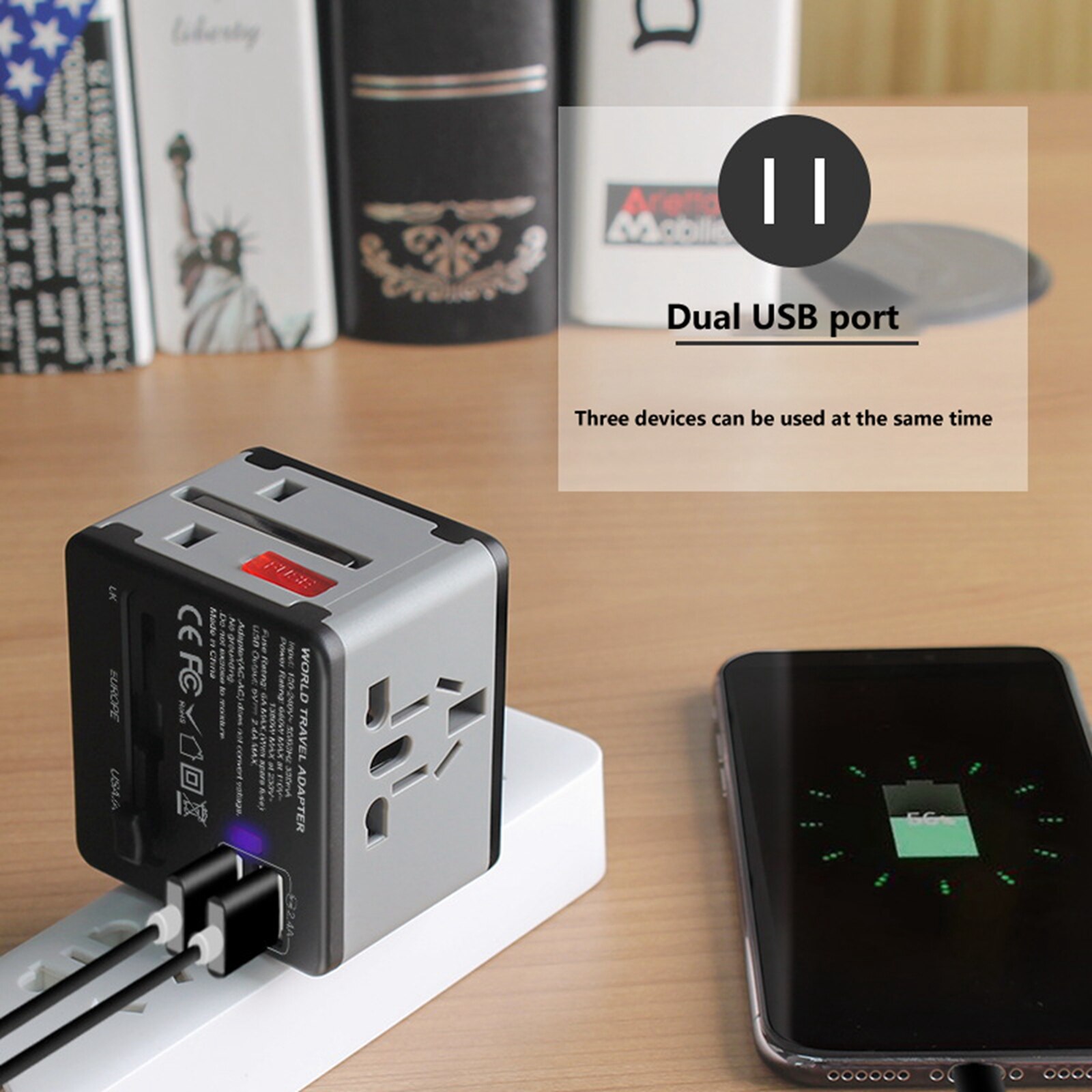 Newest USB Socket Adapter Multi-Purpose Switcher, Power Supply EU AU US UK Plug Hotel Phone Laptop Charger