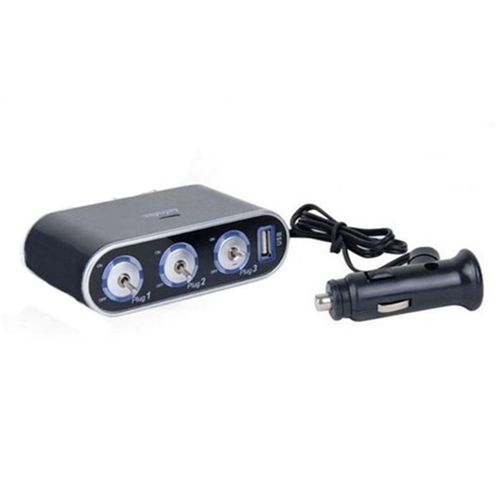 Duurzame Auto Laders Mini Usb Autolader Switch 3 Way Triple Sigarettenaansteker Splitter Led Light Switch