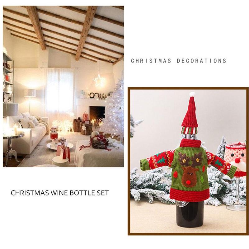 Pull moche noël bouteille de vin couverture 3 Style nouvelle décoration bouteille Festival sur bouteille couverture noël année le Suppli B3F1