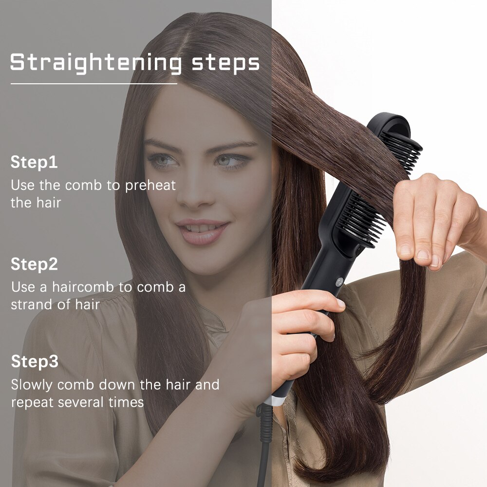 Hair Straightener Curler 2 In 1 Ceramics Curling Iron with 5 Gears Adjustable Temp Fast Heat Up Hair Curler Styling