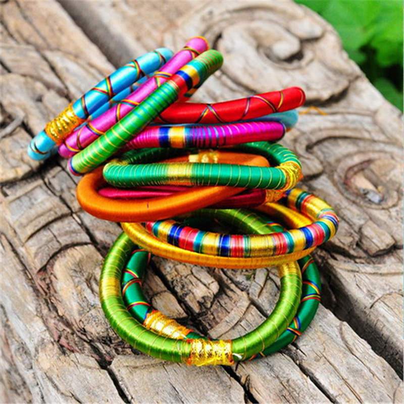 BB-219 Colorful Indian Bollywood Dance Wrapped Plastic Bangle Mix 10pcs lot