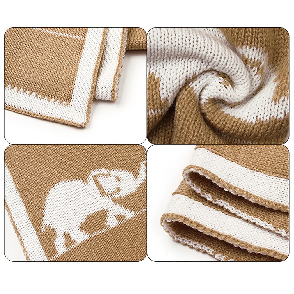 Cartoon Elephant Printed Baby Blanket Knitted Newborn Swaddle Wrap Blankets Super Soft Toddler Infant Bedding Quilt Blankets