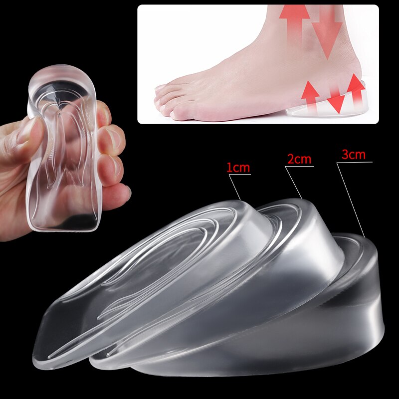 Siliconen Binnenzool Onzichtbare Hoogte Verhogen Hak Unisex 1-3Cm Sportschoenen Silicon Gel Shose Pad Accessoires