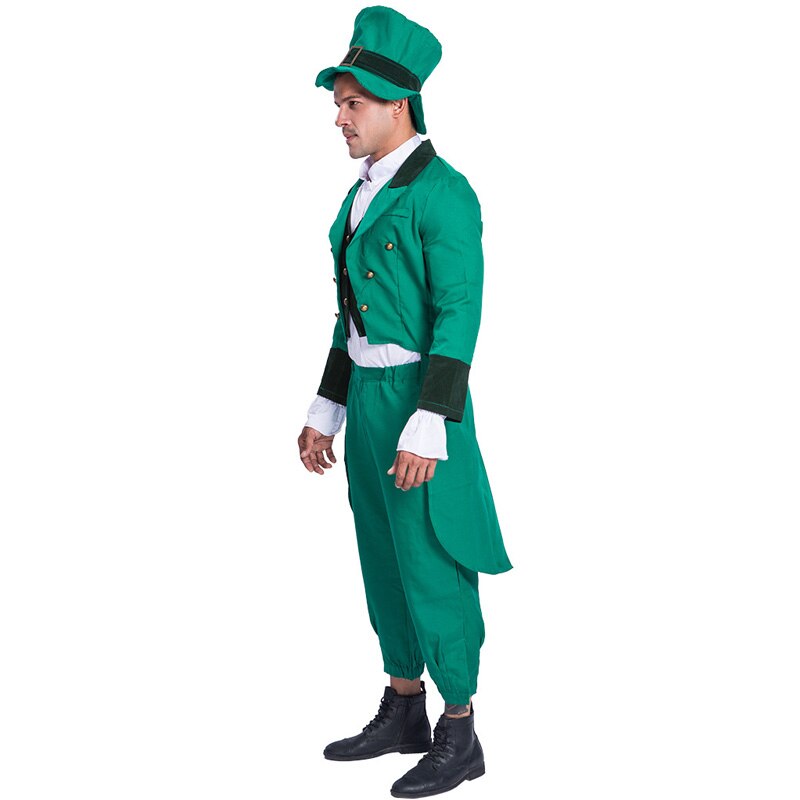 Traje de tres piezas verde clásico para el Día de San Patricio irlandés, vestido de desfile, vestido de , disfraces de espectáculo de escenario, conjuntos de 4 piezas