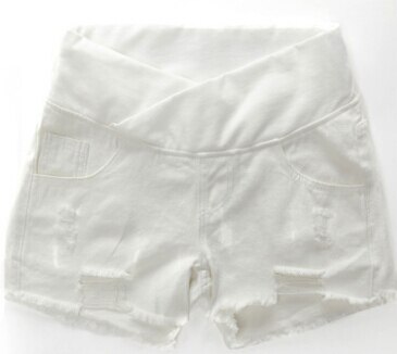 Frühling sommer mutterschaft kurzen hosen schwangerschaft shorts schwangere jeans mutterschaft shorts Herbst bauch denim hosen Lose M/L/XL/XXXL: WHITE / 3XL