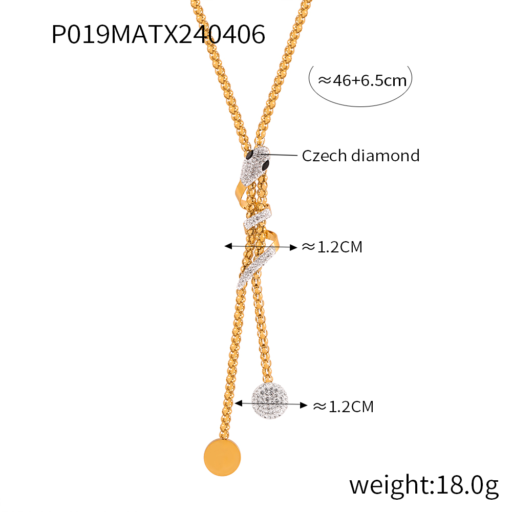 Nivora Stainless Steel Rhinestone Pendant Neck Choker Long Sweater Necklace For Women Gold Plated Jewelry طقم مجوهرات: SILVER PLATED
