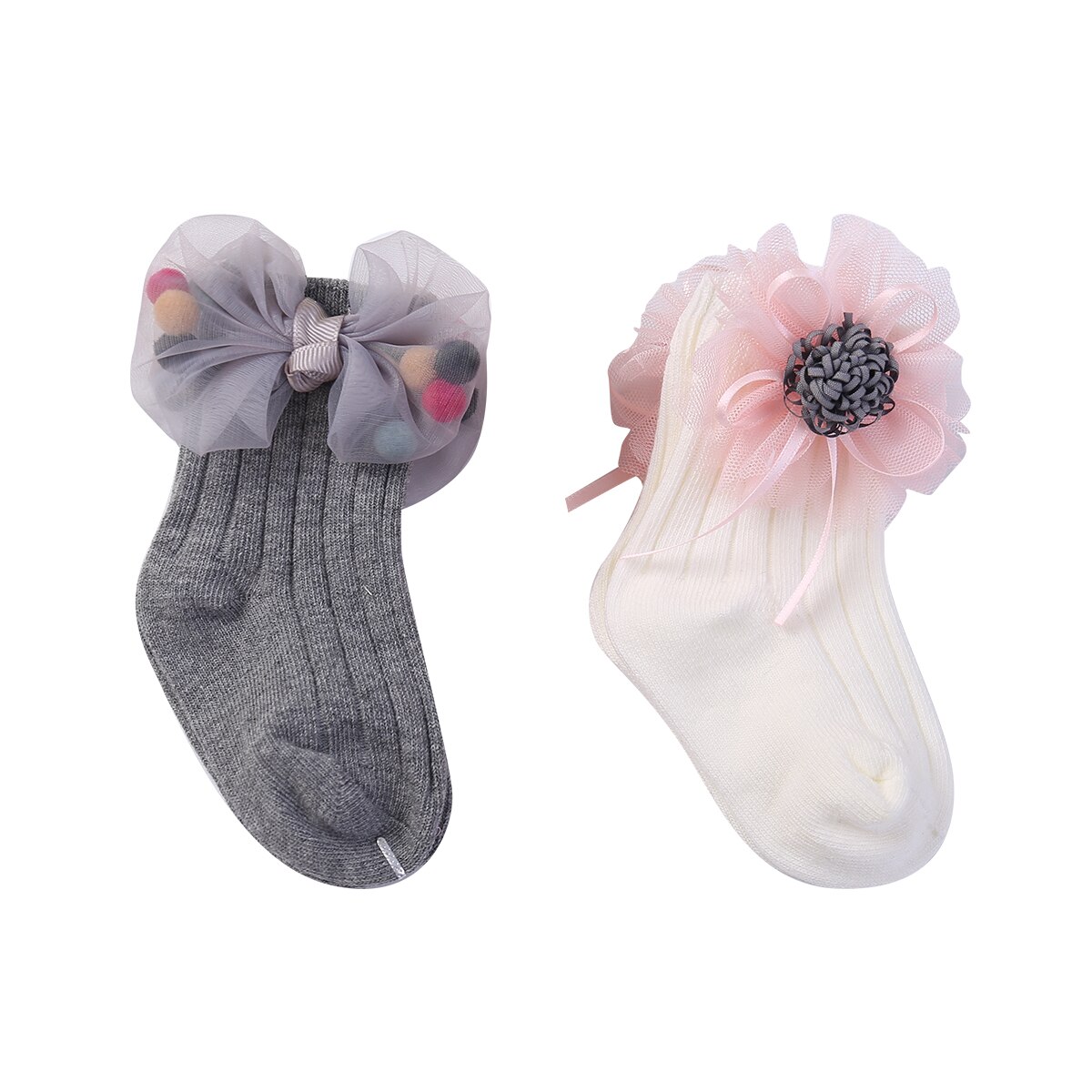 2 Paare Art Baby Kleinkind Junge Mädchen Socken Herbst Winter Weiche Baumwolle Nette Watm Socken 3D Ebene Blumen Socken 0 ~ 5Y: Grau / M