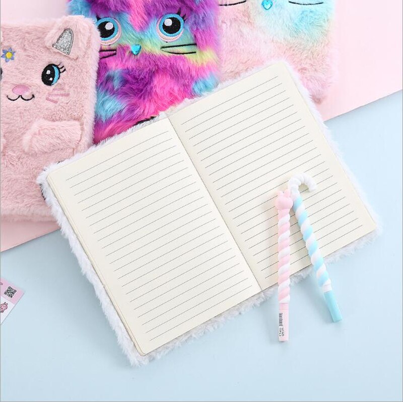 Newest Cute Cartoon Plush Note Book Kids Student Travel School Notepad Girls Notebook