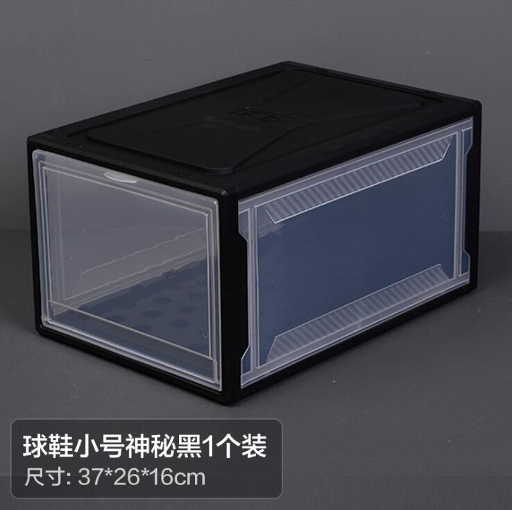 Grote Plastic Stapelbaar Schoen Opbergdozen Sneaker Schoenen Doos Opberglades Voor Hoge Hakken Sportschoenen Doos Schoen Opbergdozen: 2pcs Black S