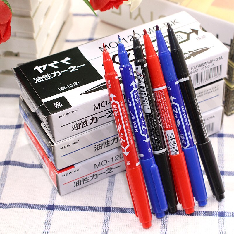 10Pcs/Set Fineliner Pen drawing Painting Black Pigment Liner Water Based Art Marker Dual Tip School Supplies Stationery