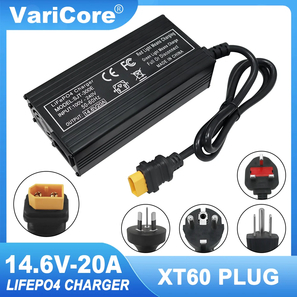 12V 12.8v 20A 110-220V Lifepo4 Smart Charger 4S 14.6V 20A High Power Charger for Lifepo4 Battery Pack with Fan Aluminum Case: Dark Grey / AU