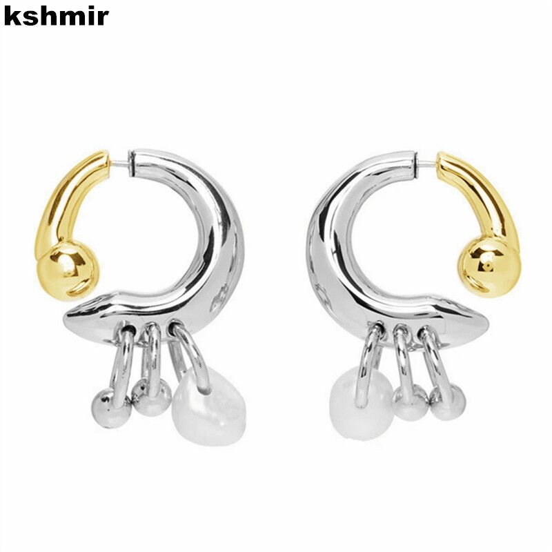 Brincos chiques com pingente de pérola podem ser destacáveis antes e depois de usar brincos femininos da moda INS, acessórios de joias, presente: Dourado