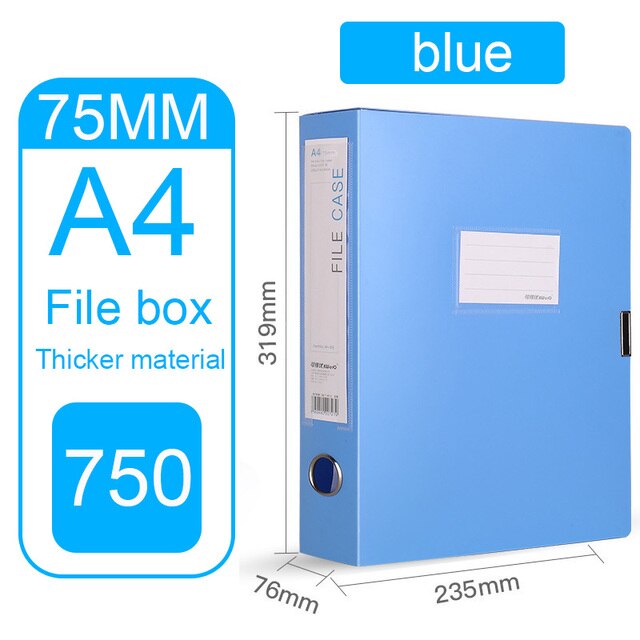 Office Supplies File Storage Box File A4 Plastic File Box 35mm 55mm 75mm Office Supplies Folder Office Folder A4 Office Storage: Blue 75mm