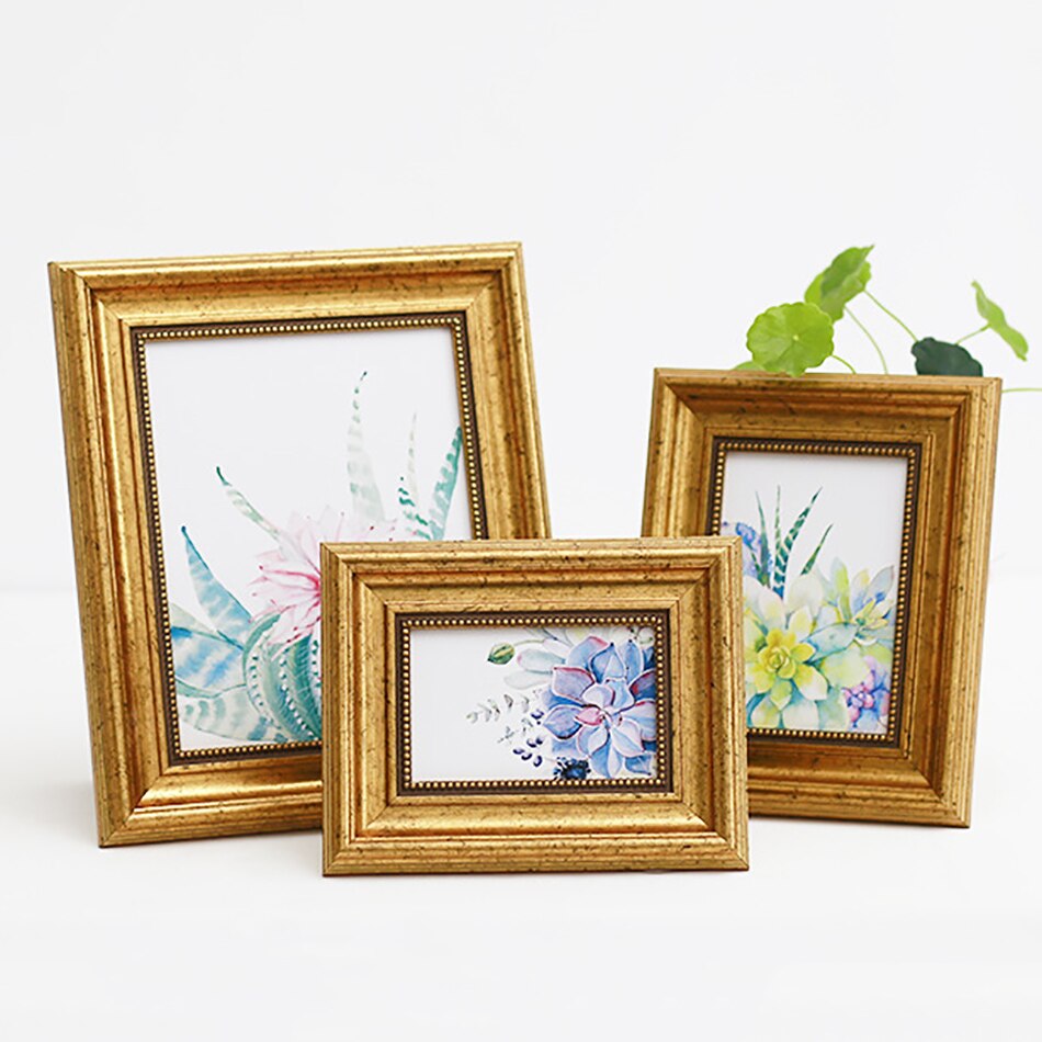 Antique Gold Photo Frame For Bedroom Memory Picture/Painting/Certificate Display,Table Frame Picture For Wedding Decorative