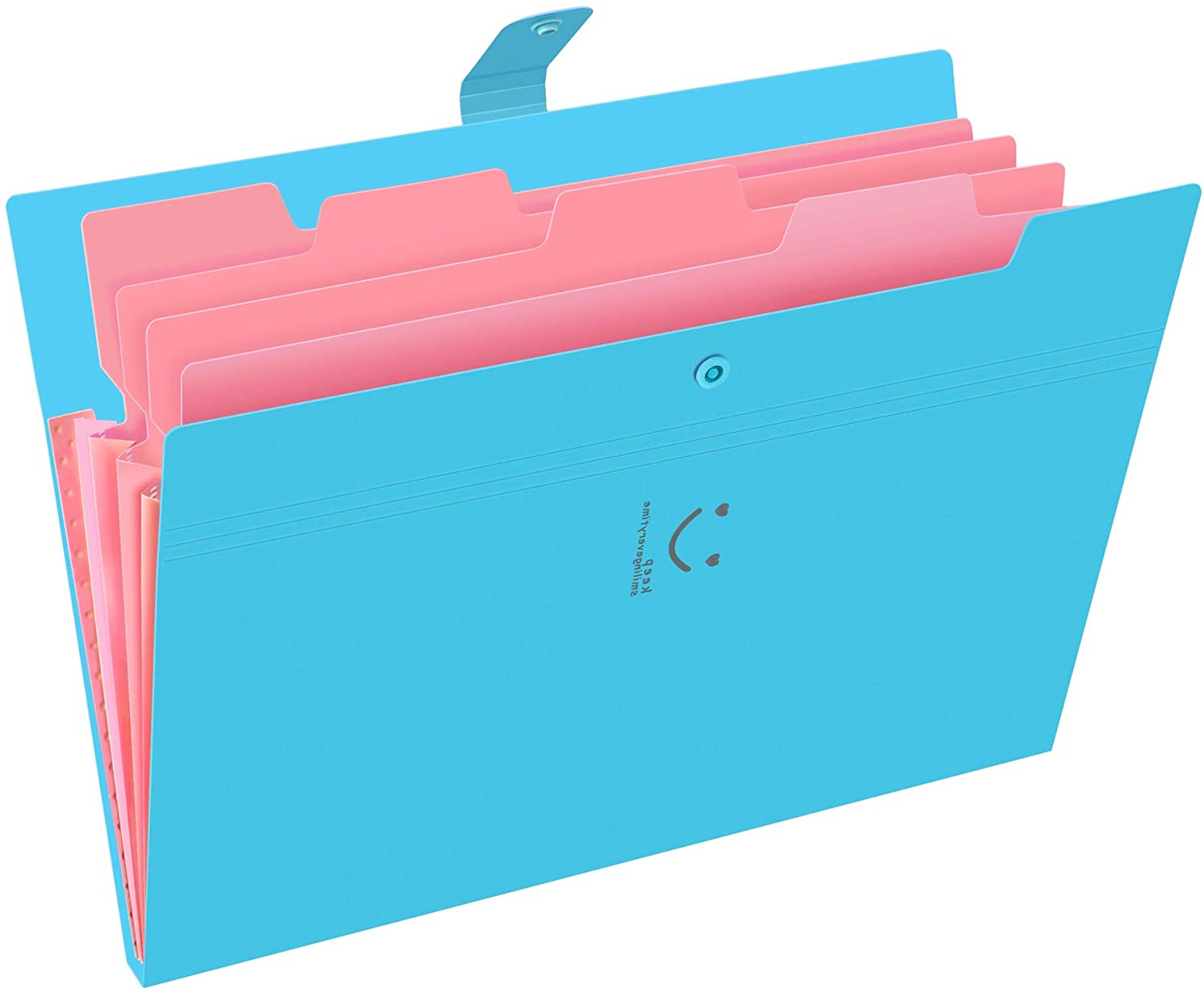 Expanding File Folders 5 Pockets Document Organizer A4 Letter Size Plastic File Folder with Labels Document Holder: Lake Blue