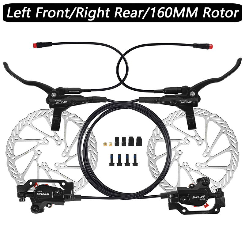 BUCKLOS HD-E635 Scooter Brakes Set Power Off E-Bike Hydraulic Disc Brake Set 160mm Folding Bike Hydraulic Brakes Kit: Burgundy