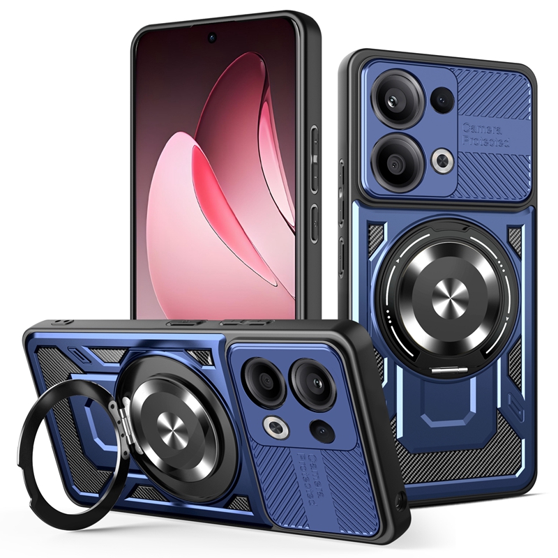 Funda de anillo con soporte magnético de armadura de lujo para OPPO Reno 13 Pro Reno13 13F 13 F Reno13F 5G Magsafe cubierta de carga inalámbrica: Madera / Castaño