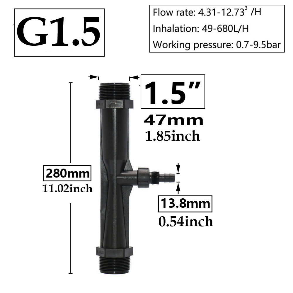 1/2" 3/4" 1" 1.5inch Thread Agriculture Irrigation Venturi Fertilizer Injector set Greenhouse Irrigation Fitting Ozone Injector: black