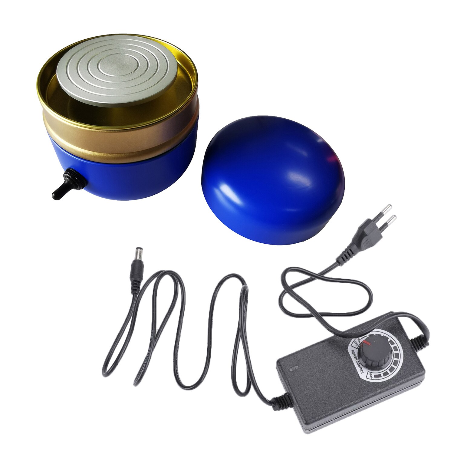 Mini Electric Pottery Wheel Portable Ceramic Machine with 6cm Turntable Clay Sculpting Wheel with Variable Speed and Clockwise: Royal Blue EU