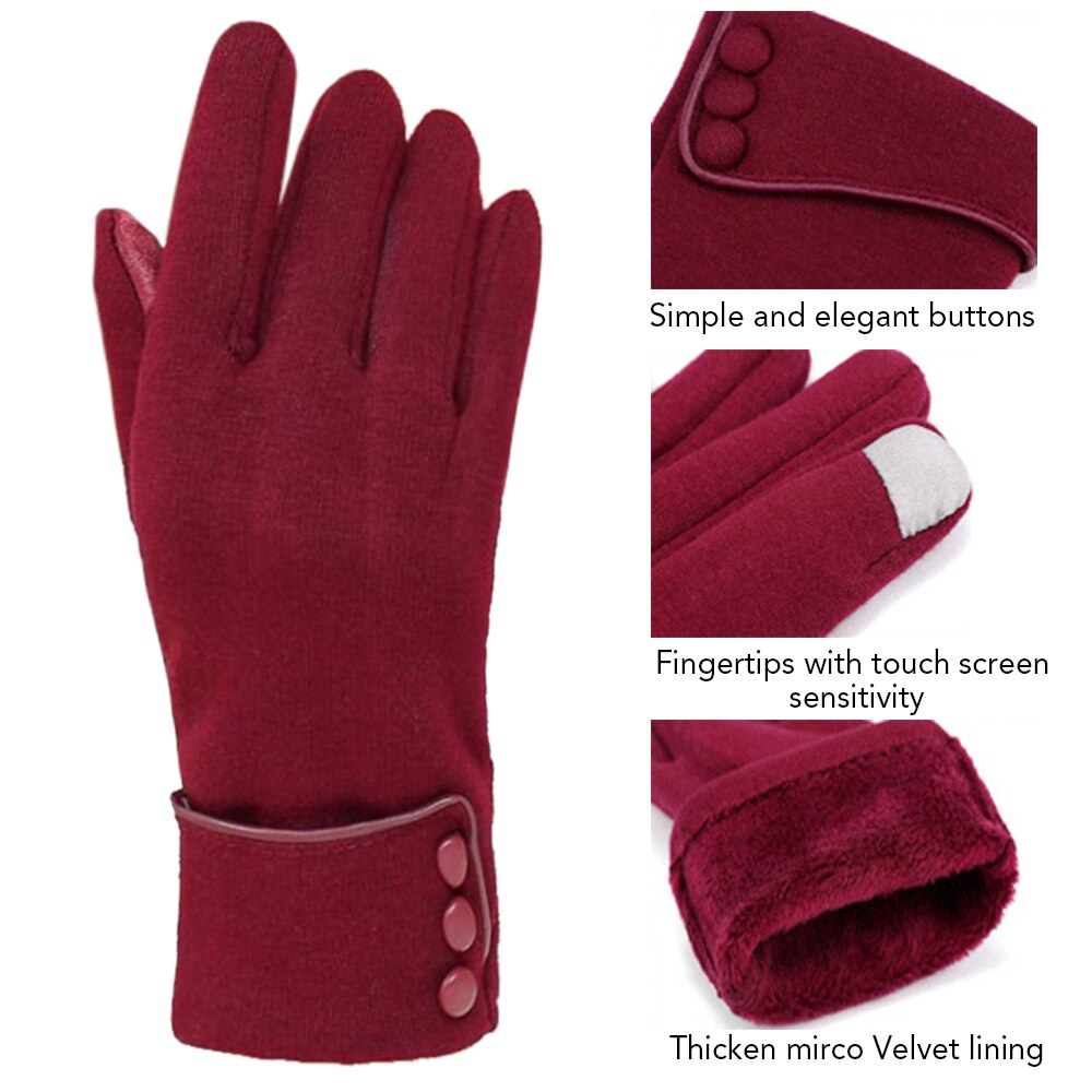 1 par handsker kvinder fleeceforing varme termiske handsker berøringsskærm fuldfinger vinter vindtæt vanter kvindelige cykelhandsker
