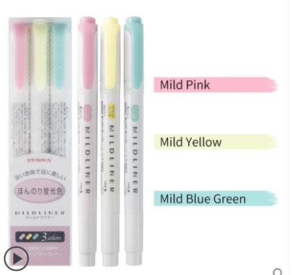 Zebra Mildliner-rotulador suave de doble cara, juego de 5 colores, resaltador: 3 Colors