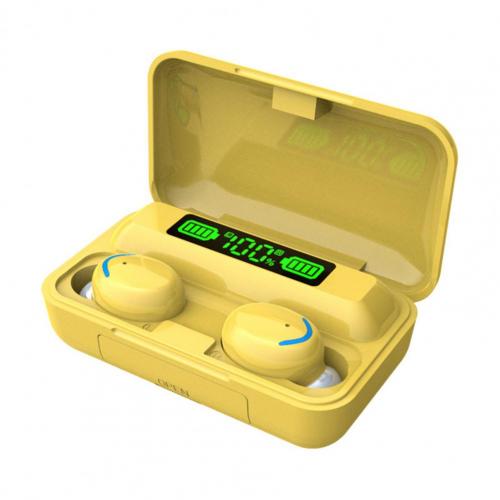 F9-5 trådløse hovedtelefoner digitalt display touch kontrol bluetooth 5.0 støjreduktion tws in-ear øretelefoner til smartphone ios android: Gul