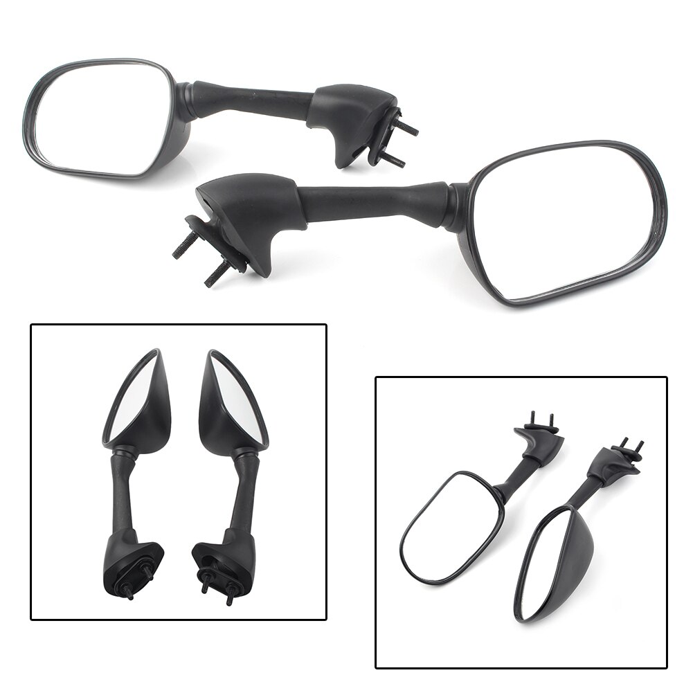 Motorcycle Left & Right Side Rearview Mirrors Rear View Side Mirror for Yamaha YZF R6 2001 2002 Black