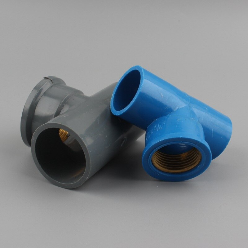 20 25 32mm PVC Water Supply Pipe Copper Female Thread 3 way Quick Connectors 1/2 3/4 1 inch Reducing Connectors Garden Fittings