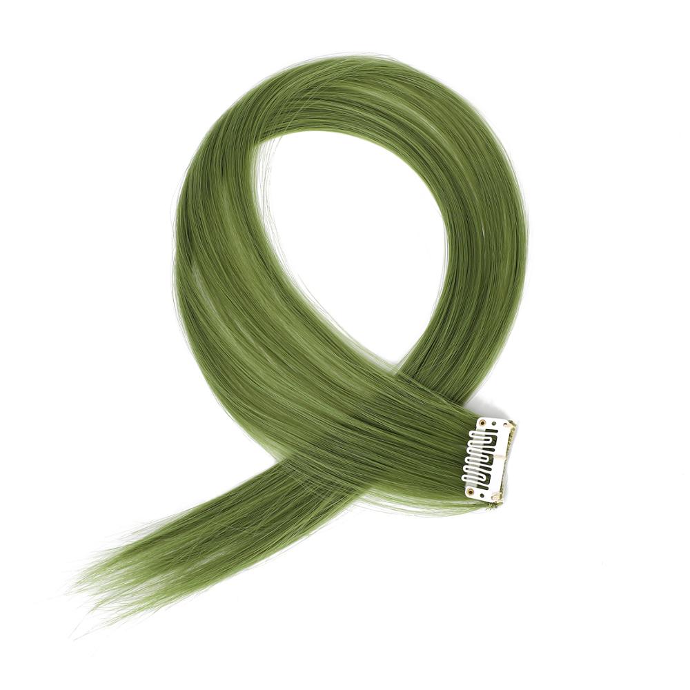 XBwig-extensiones de cabello sintético para mujer, Clip puro en tiras de una pieza, 12 ",: ArmyGreen