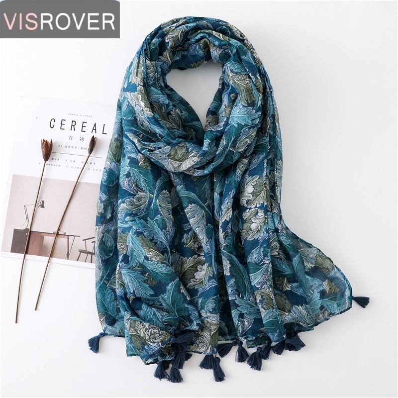 VISROVER-Long foulard en Viscose Shaw | Longue écharpe, imprimé Tropical, pour robe de plage, écharpe d'été pour femmes,