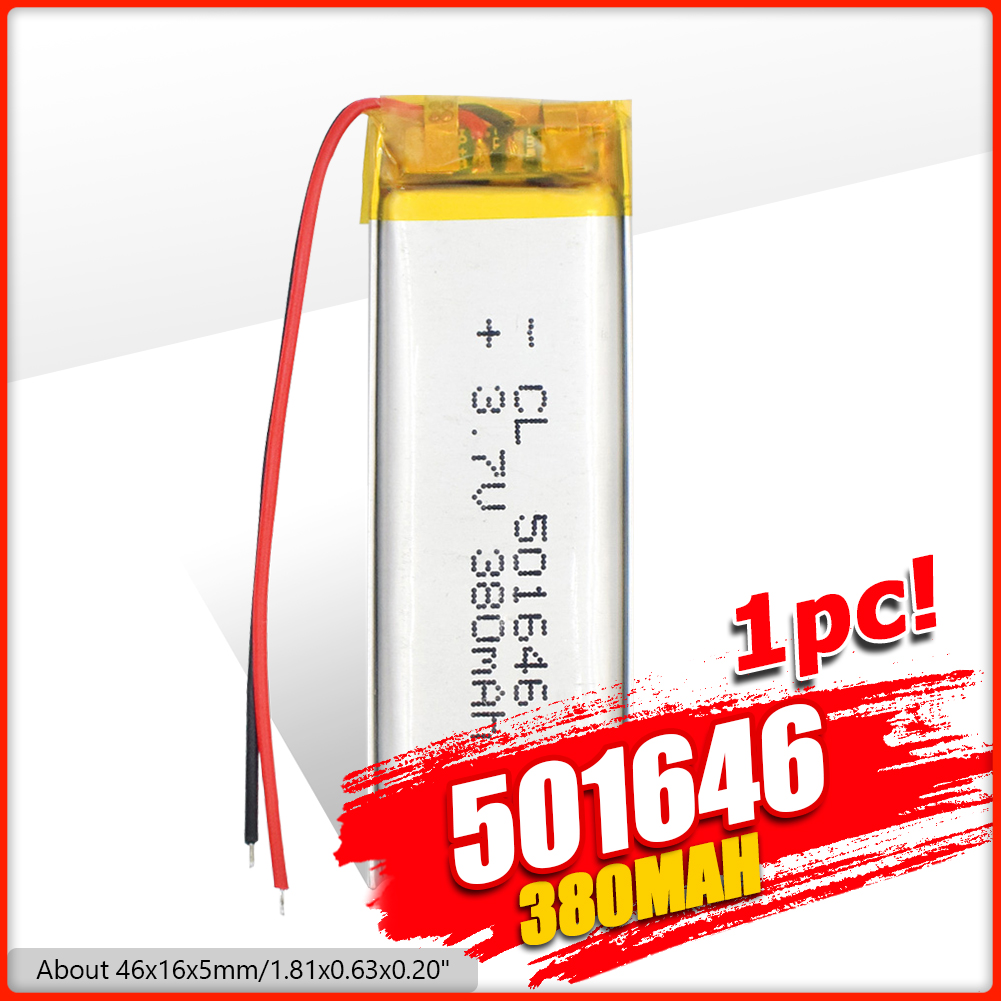 3.7V 380mAh 501646 Polimeri di Litio Li-Po Batteria Ricaricabile agli ioni di li celle Lipo Per i dispositivi mobili Tachigrafo altoparlante Bluetooth