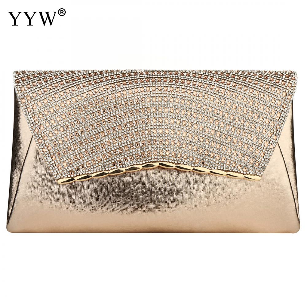 Yyw rhinestone konvolut taske kvinder guld sølv aften fest clutch og pung kvindelige damer håndtaske bryllup luksus crossbody tasker