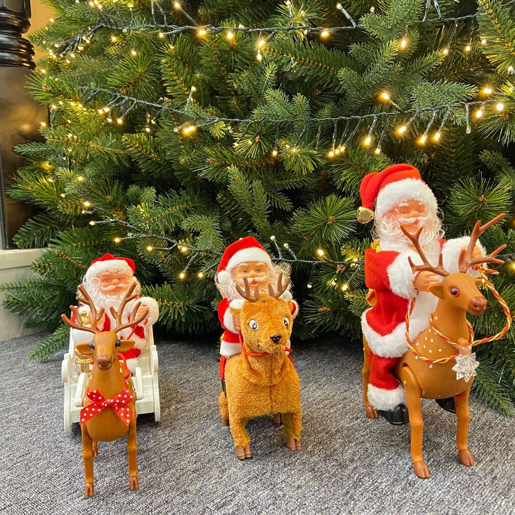 Julemanden ridning på elg elektrisk musikalsk legetøj julemanden elektrisk hjort til børn juledekoration