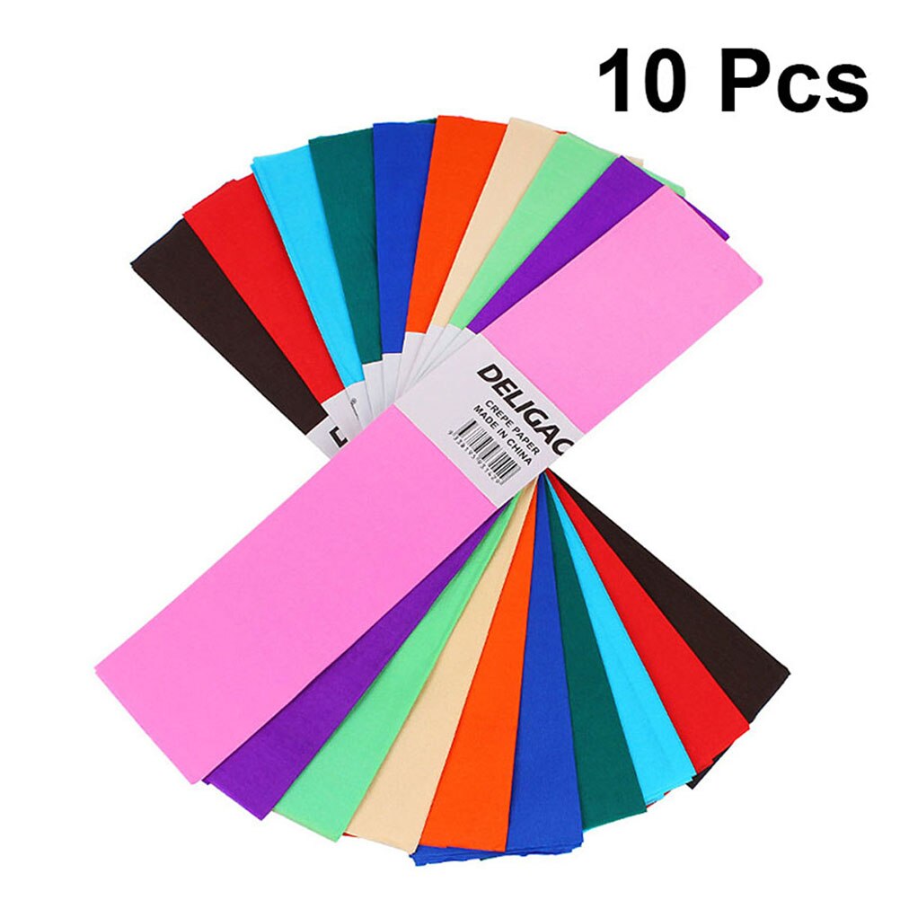 10 Stuks 10 Kleuren Diy Crêpepapier Wrap Tissue Papieren Bloem Cadeaupapier Verpakking Papier Pom Pom Decoratie Papier