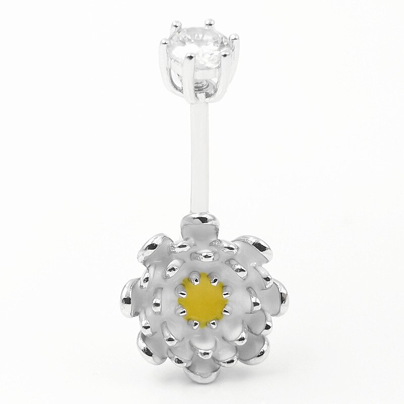 Piercing Belly Button 925 Sterling Zilveren Lotus Bloem Navel Piercings Sieraden Vrouwen Buik Ringen Body Decoraties: Rod long 10 mm