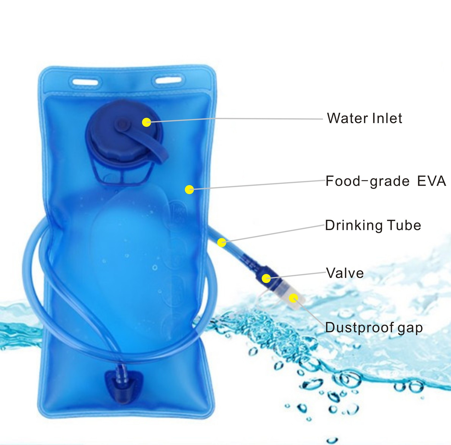 2L Folding Water Bag Bladder Hydration Drinking System Backpacks Outdoor Portable Bicycle Riding Travelling Climbing Water Bag: Default Title