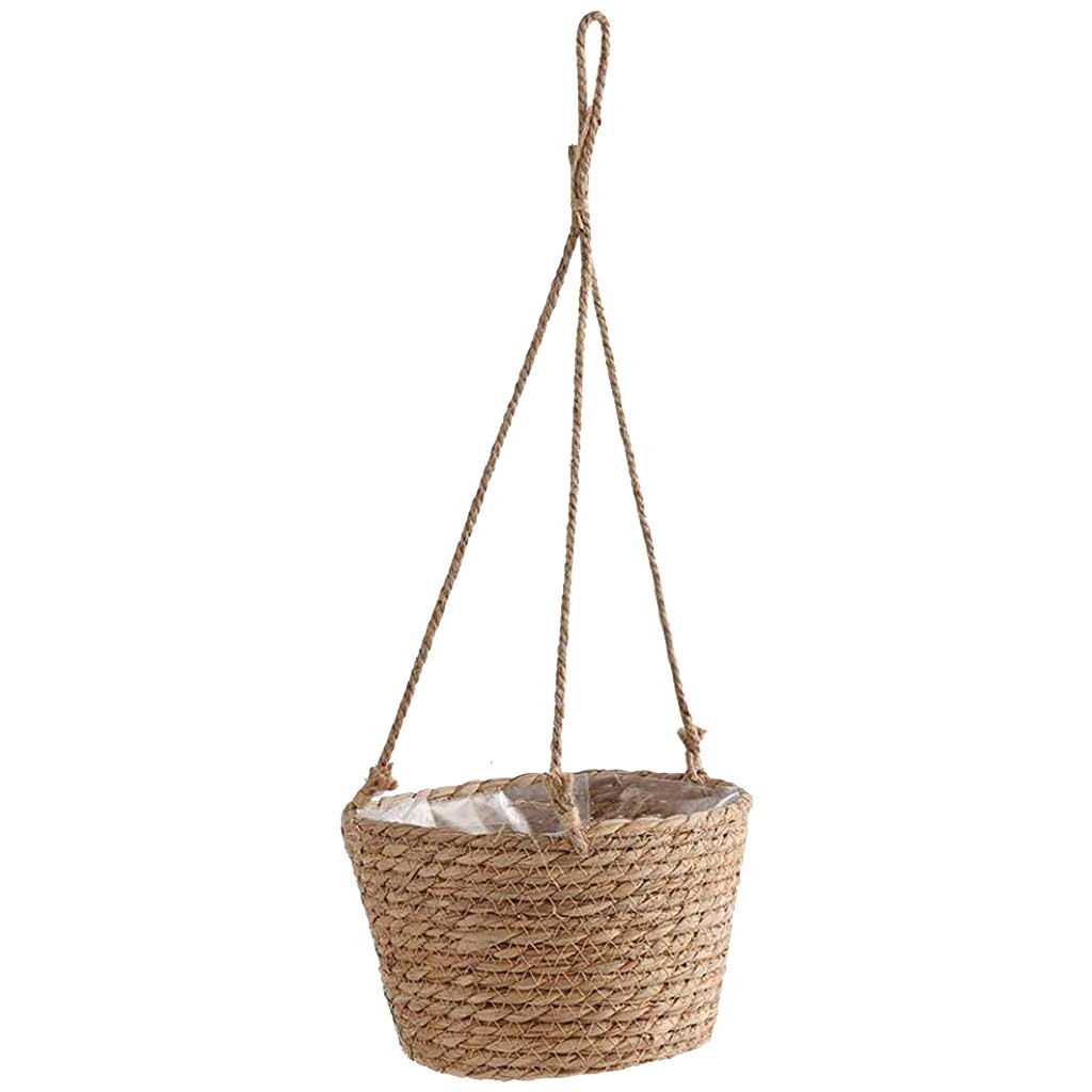 Seagrass Wicker Basket Wicker Basket Flower Pot Folding Basket Dirty Basket Stor Garden Flower Vase Foldable Flower Pots: Black 
