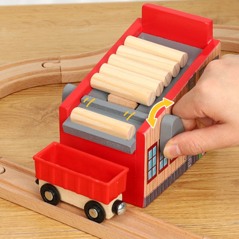 Freunde Holz Spur Szene Zubehör Holz Hof Kompatibel mit Schiene Auto Plattform Holz Spur Spur Zug Eisenbahn