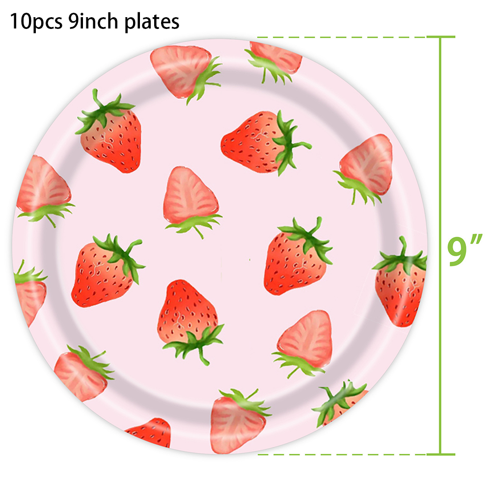 Strawberry party plates cups napkin tablecloth supplies baby shower kids girls birthday supplies Strawberry birthday Party Decor: Dark Khaki
