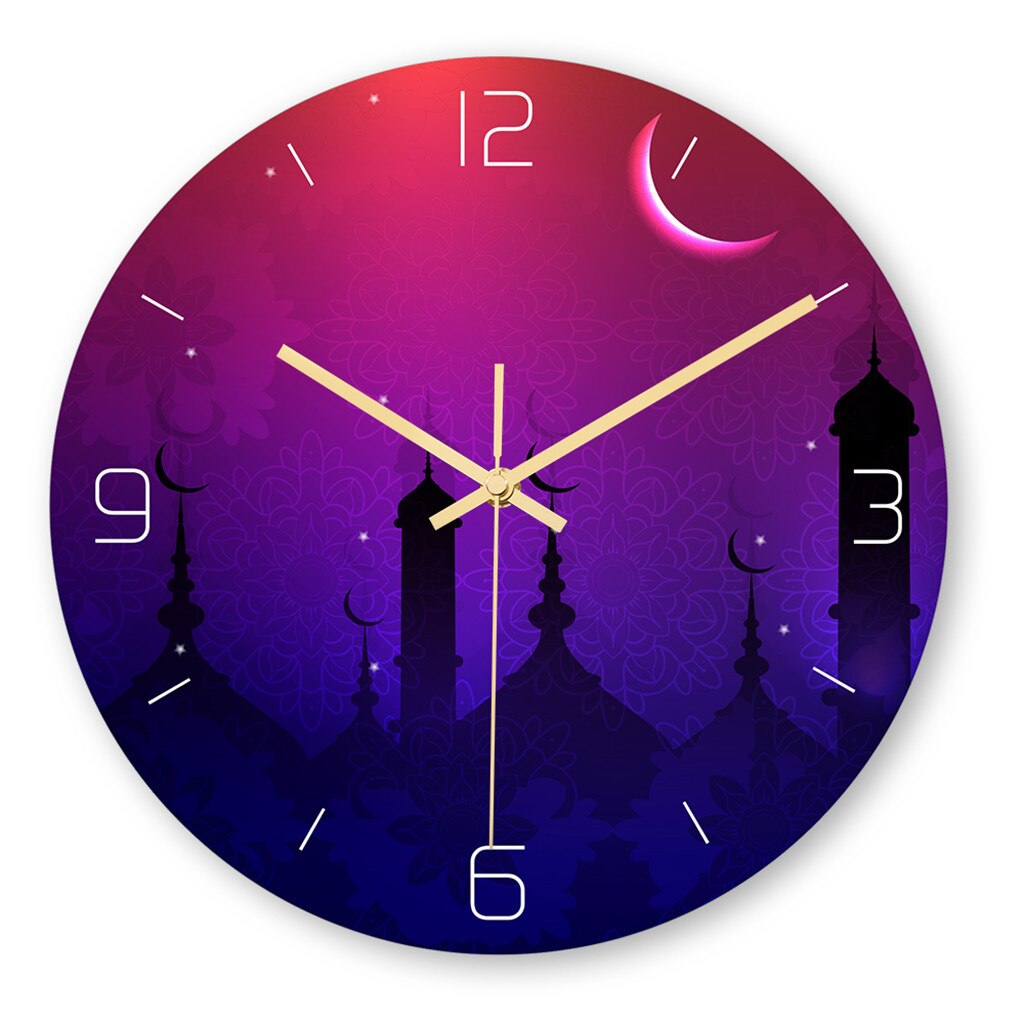 Frameless 3D Wall Clock Decal Sticker Muslim Ramadan Mubarak Home Decor Wall Clock Posters Wallpaper Islamic Wall Clock: H